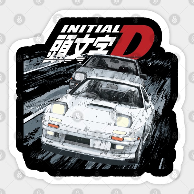 fc3s iNTIAL D Ryosuke Takahashi FC vs 86 Drift Car Battle RED SUNS Sticker by cowtown_cowboy